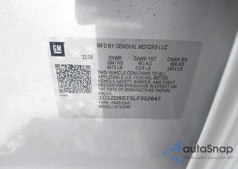 2020 Chevrolet Malibu Fwd Lt from USA, damaged, VIN 1G1ZD5ST5LF052847